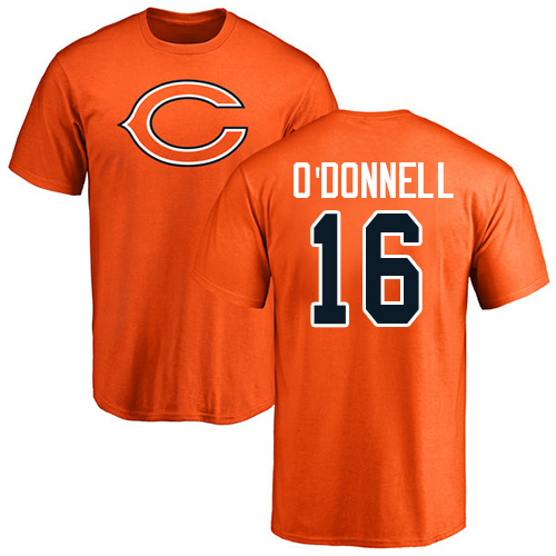 Chicago Bears Men Orange Pat O Donnell Name and Number Logo NFL Football #16 T Shirt